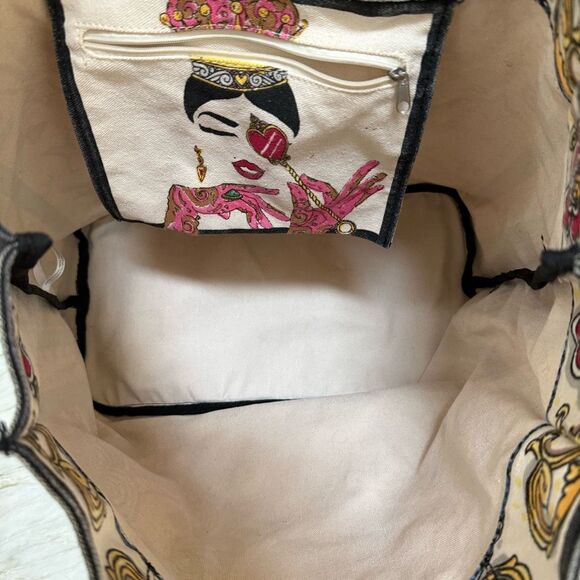 Brighton Queen of Love Tote Canvas Zip Pocket Queen of Hearts Tom Clancy Artist - Picture 9 of 14